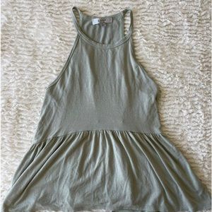 Green Peplum Flowy Tank